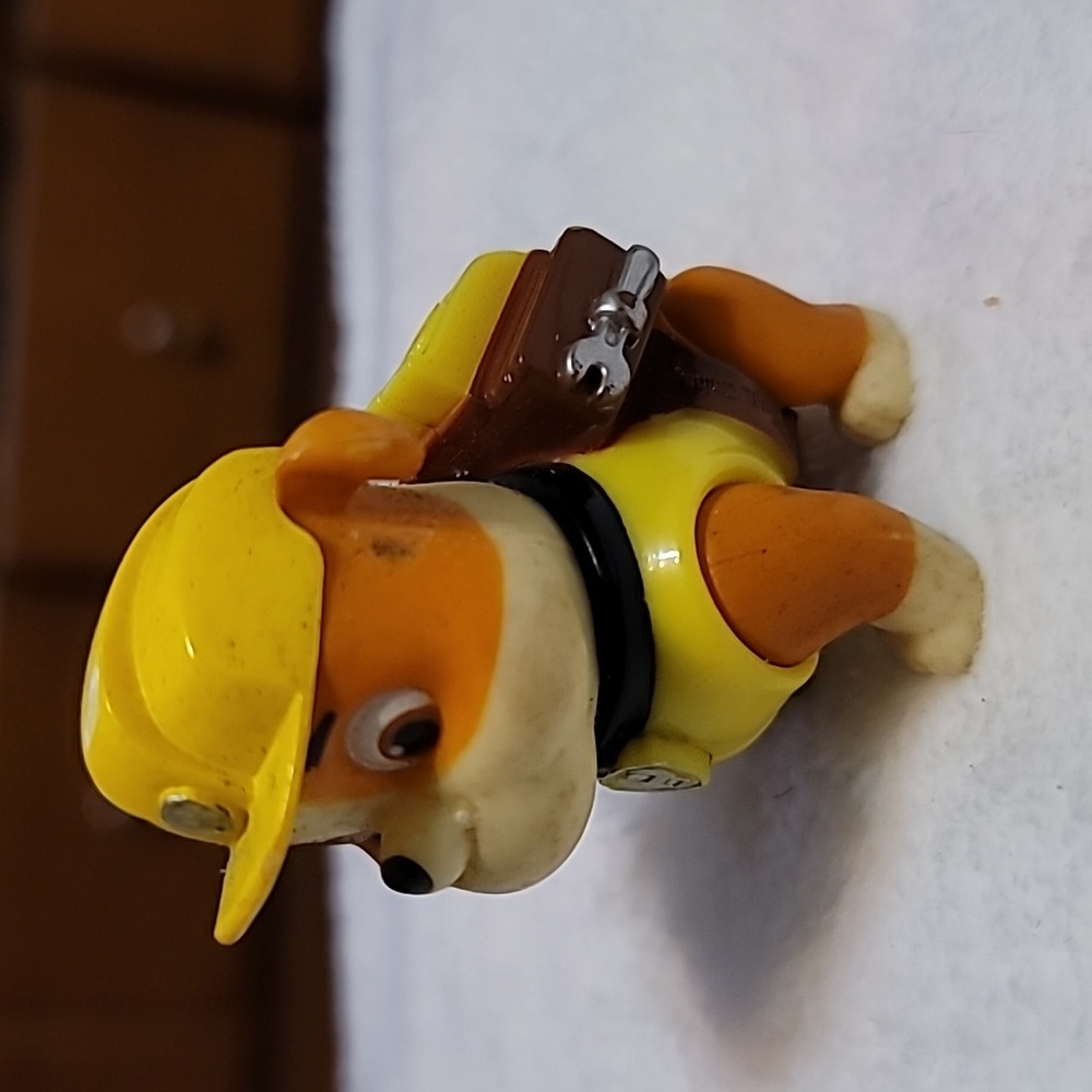 RUBBLE Yellow Paw Patrol Figure 2-1/2" Police Pup Posable Pup T  ACTION Figure